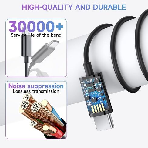 سماعات رأس USB C لهاتف iPhone 17/16/15 - سماعات أذن سلكية لهاتف i Phone Type C مع ميكروفون وجهاز تحكم عن بعد وإلغاء الضوضاء لهاتف iPhone 15/16e/17 Air Pro Max/لجهاز iPad Pro[عبوتان] in Kuwait