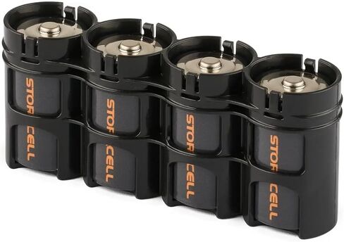 Storacell SLD4ORG by Powerpax SlimLine D Battery Caddy, Orange, Holds 4 Batteries, 1 Count (Pack of 1) in Kuwait