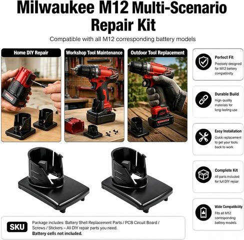 M12 Battery Case 2 Pcs Hard Shell Shockproof Storage For Milwaukee 12V in Saudi Arabia