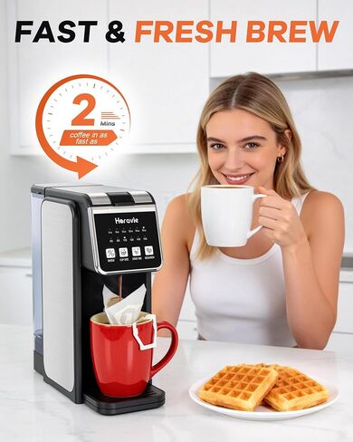 Horavie Single Serve Coffee Maker with Built-in Grinder, Fast Brew 6-16oz Single Cup for Whole Beans, Grounds, K Pod, Grind and Brew Coffee Maker with 47oz Water Tank, Descaling Alert, Black in Saudi Arabia