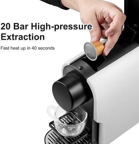 beanglass Mini Espresso Machine Compatible for NS Original Line Pods, Compact Capsule Coffee Maker with 20 Bar High Pressure Pump, 22 oz Removable Water Tank in Kuwait