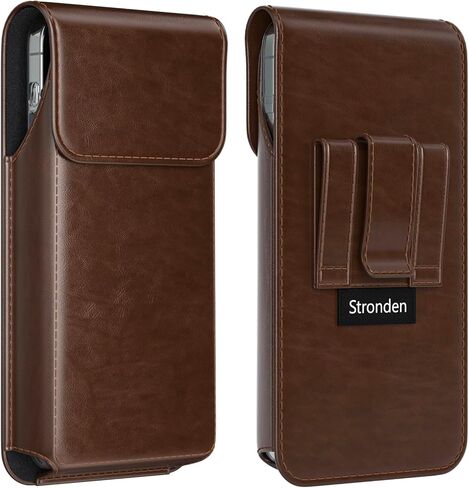 Magnetic Closure Holster for iPhone 17 Pro, 17e, 17, 16 Pro, 16e, 16, 15 Pro, 15, 14 Pro, 14, 13 Pro, 13, 12 Pro, 12 - Vertical Leather Belt Case, Premium Pouch (Fits Regular Case) (Black, Medium) in Saudi Arabia