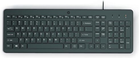 HP 150 Wired Keyboard - Full-Sized, Keyboard with Numeric Keypad - Silent-Touch Chiclet Keyboard - Ergonomic, Comfortable Design - USB Plug-and-Play Connectivity, LED Indicators (664R5AA, Black) in Saudi Arabia