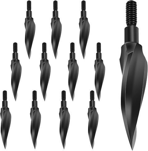 12 Pack 125 Grains Archery Traditional Broadheads Steel Points Screw-in Hunting Arrowheads Arrow Tip for Compound, Recurve Bow & Crossbow in Saudi Arabia