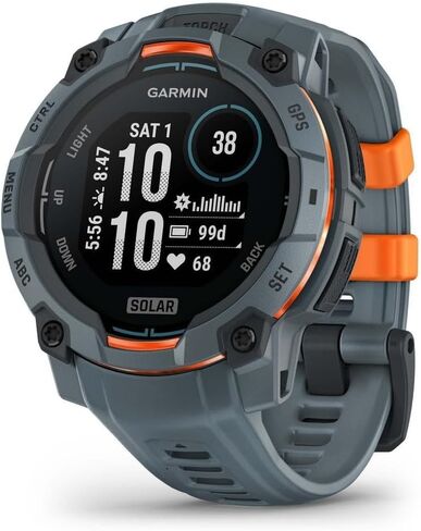 Garmin Instinct® 3 45mm, Solar Charged Display, Rugged Outdoor GPS Smartwatch, Metal-Reinforced Bezel, Built-in Flashlight, Spark Orange (Renewed) in Saudi Arabia
