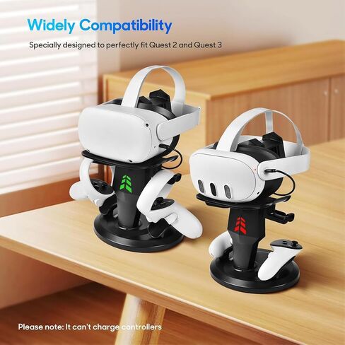 TechKen VR Charging Dock for Meta Quest 3S/Quest 3/Quest 2, Vertical VR Stand & Charging Station, Fast Charge Headset with Type-C Cable, Supports Controllers with Grip Covers & Elite Straps in Kuwait