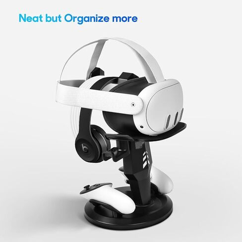 TechKen VR Charging Dock for Meta Quest 3S/Quest 3/Quest 2, Vertical VR Stand & Charging Station, Fast Charge Headset with Type-C Cable, Supports Controllers with Grip Covers & Elite Straps in Kuwait