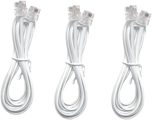 Vthahaby 15 FT 3 Pack هاتف تمديد سلك سلك كابل مع قابس RJ-11 6P4C قياسي للهاتف الأرضي والفاكس (أسود) in Kuwait