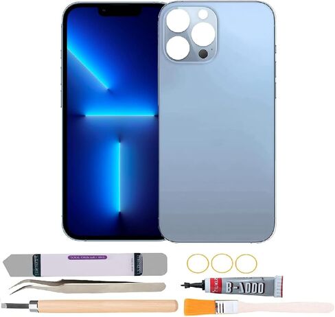 Back Rear Glass Cover Replacement Compatible with iPhone 13 Pro 6.1 inches with Repair Tool Kits (Blue) in Saudi Arabia