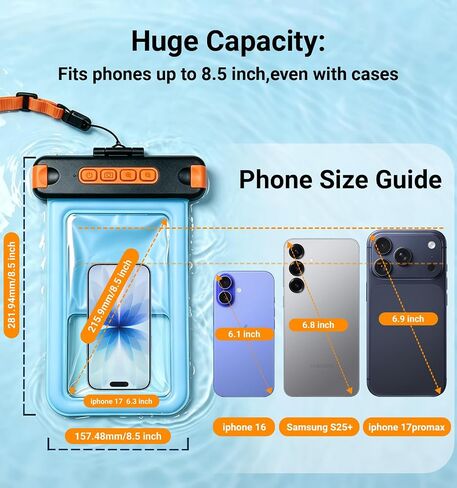 IP68 Bluetooth Shutter Waterproof Phone Pouch Case,Floating,Blue in Saudi Arabia