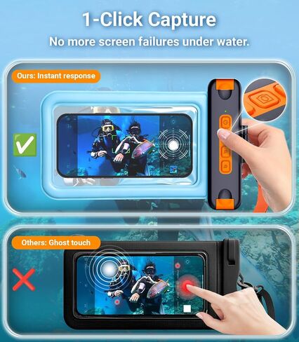 IP68 Bluetooth Shutter Waterproof Phone Pouch Case,Floating,Blue in Saudi Arabia
