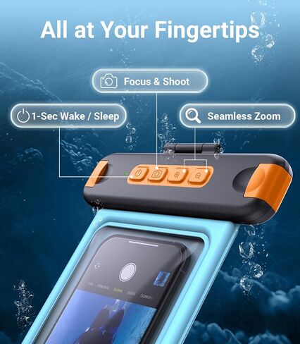 IP68 Bluetooth Shutter Waterproof Phone Pouch Case,Floating,Blue in Saudi Arabia