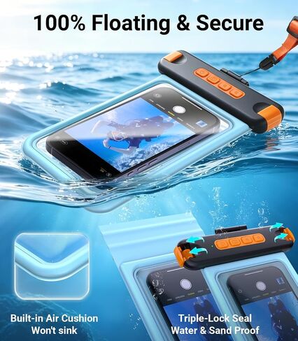 IP68 Bluetooth Shutter Waterproof Phone Pouch Case,Floating,Blue in Saudi Arabia