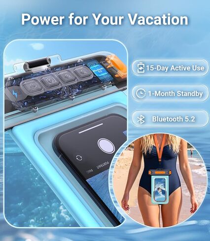 IP68 Bluetooth Shutter Waterproof Phone Pouch Case,Floating,Blue in Saudi Arabia