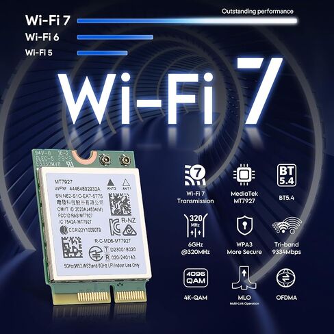 بطاقة EDUP® M.2 WiFi 7 BE9300 Bluetooth 5.4 لـ AMD/Intel Windows 11 in Kuwait