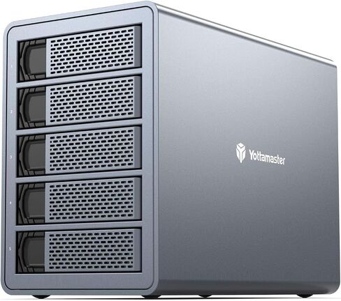 Yottamaster 5 Bay RAID Hard Drive Enclosure, 150W Aluminum USB3.0 RAID HDD Enclosure for 3.5 & 2.5 Inch SATA HDD/SSD, Support 120TB(5x24TB) Direct Attached Storage DAS RAID1/5/10/JBOD/CLONE [FS5RU3] in Saudi Arabia