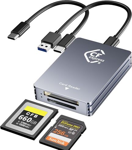 10Gbps Cfexpress Type B and SD Card Reader, CF Express Type B Adapter for SD Micro SD UHS-II & UHS-I Card SDXC SDHC, USB-A & USB-C Port, Surpport Two Cards Reader Meanwhile in Saudi Arabia