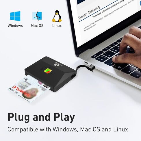 ZOWEETEK USB C CAC Reader, CAC Reader Military for Common Access Card Compatible with Windows, Mac OS and Linux in Saudi Arabia