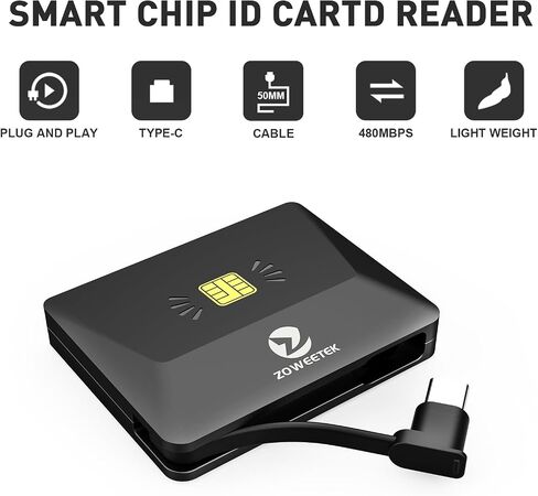 ZOWEETEK USB C CAC Reader, CAC Reader Military for Common Access Card Compatible with Windows, Mac OS and Linux in Saudi Arabia