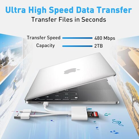 SD Card Reader for iPhone with Lightning/USB-C/USB-A, 3-in-1 SD/TF/XD Card Reader, 480Mbps iPhone Memory Card Reader for iPhone 17/16/15/14/13, i-Phone Flash Drive for Photos and Videos in Kuwait