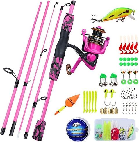 Spinning Fishing Rod,5-Piece Portable Fishing Pole and Reel Combo for Boys,Girls and Adults in Saudi Arabia