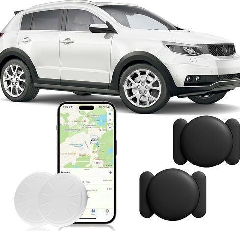 GPS Tracker for Vehicles, 1 PCS MINI Car Tracker Device Hidden, No Monthly Fee GPS Tracker, Real-Time Tracker Device for Vehicles, Work with Find My (iOS Only), Magnetic Waterproof Car Tracker, White in Kuwait