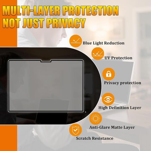 Privacy Screen Protector for MacBook Air 13.6 Inch (2022-2026,M2-M5) Nano-Suction Removable Blue Light Block,Eye Protection,Anti-Glare,Anti-Scratch, Ultra-Thin Design in Saudi Arabia