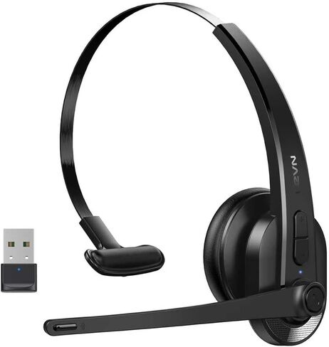 Wireless Headset with Mic for Work, Bluetooth Headset with Microphone AI Noise Cancelling & Mute Button, Lightweight Comfortable Computer Headset with Microphone for PC/Office/Call Center/ Teams/Zoom in Saudi Arabia