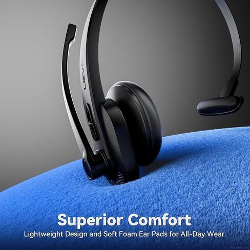 Wireless Headset with Mic for Work, Bluetooth Headset with Microphone AI Noise Cancelling & Mute Button, Lightweight Comfortable Computer Headset with Microphone for PC/Office/Call Center/ Teams/Zoom in Saudi Arabia