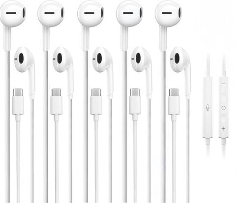 5 Pack USB C Headphones for iPhone 17/16/15 Pro Max iPad Plus TypeC Earphones with Microphone Volume Control USBC Wired Earbuds USB Type C Earphone for Samsung S25 Ultra S24 S23 S22 （1.2M/4Ft） in Saudi Arabia