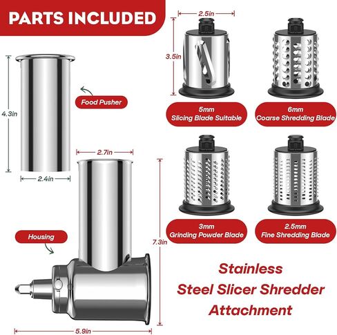 GVODE Cheese Grater Attachment for KitchenAid Mixer, 4-Blade Shredder in Kuwait
