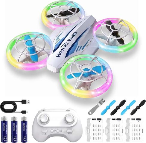 LED RC Drone for Kids Ages 6-12, LED Light drone toy with 3 Batteries in Kuwait