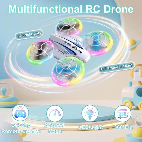 LED RC Drone for Kids Ages 6-12, LED Light drone toy with 3 Batteries in Kuwait