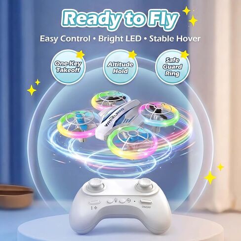 LED RC Drone for Kids Ages 6-12, LED Light drone toy with 3 Batteries in Kuwait