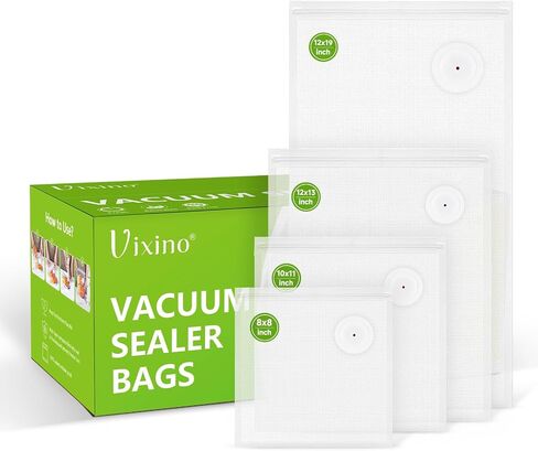 Vixino Vacuum Sealer Bags, 40 Reusable Vacuum Sealer Bags for Food, BPA-Free, Meal Prep and Sous Vide Cooking,Works for Handheld Sealer and Vac Sealer Machine with External Vacuum Systems in Kuwait