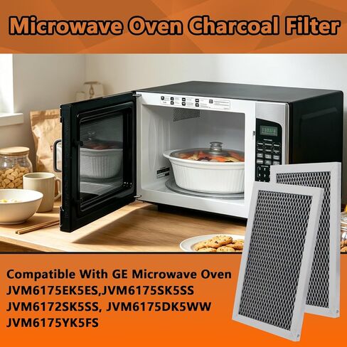 2 Pack Microwave Charcoal Filter Replacement for GE JVM6175 Series, Compatible with JVM6175EK5ES JVM6175SK5SS JVM6172SK5SS JVM6175DK5WW JVM6175YK5FS, Vent Hood Filter in Kuwait