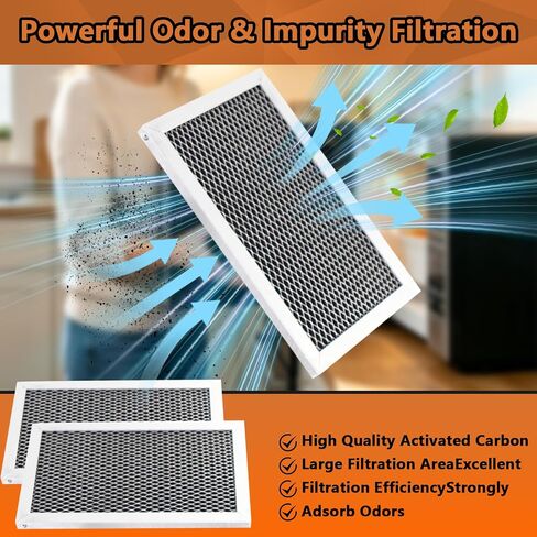 2 Pack Microwave Charcoal Filter Replacement for GE JVM6175 Series, Compatible with JVM6175EK5ES JVM6175SK5SS JVM6172SK5SS JVM6175DK5WW JVM6175YK5FS, Vent Hood Filter in Kuwait