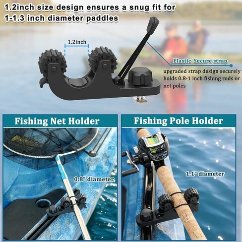 Huntury Kayak Paddle Holder, Save Kayak Track Space, Fishing Net, Fishing Poles Holder for Fishing, Track Mount Accessories in Kuwait