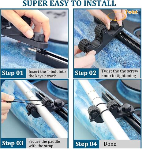 Huntury Kayak Paddle Holder, Save Kayak Track Space, Fishing Net, Fishing Poles Holder for Fishing, Track Mount Accessories in Kuwait