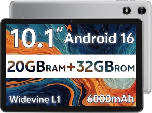 SVITOO Android Tablet 10 Inch, Android 16 Table, 20GB RAM 32GB Storage 1TB Expandable, Dual Cameras 8MP 2MP, 6000mAh Dual Speakers WiFi 6 Gray in Saudi Arabia