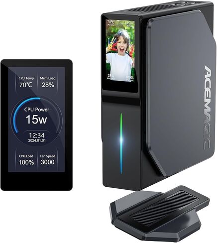 ACEMAGIC N97 S1 Mini PC Computer 11 PRO with DIY LCD Screen, 16GB DDR4 512GB M.2 SSD Mini Tower PC, WiFi 6/BT 4.2/4K UHD/Dual LAN in Saudi Arabia