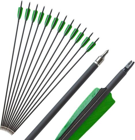 SHARROW 31Inch Archery Carbon Arrows Spine 500 Hunting Arrows Removable Broadhead for Recurve Bow Compound Bow in Kuwait