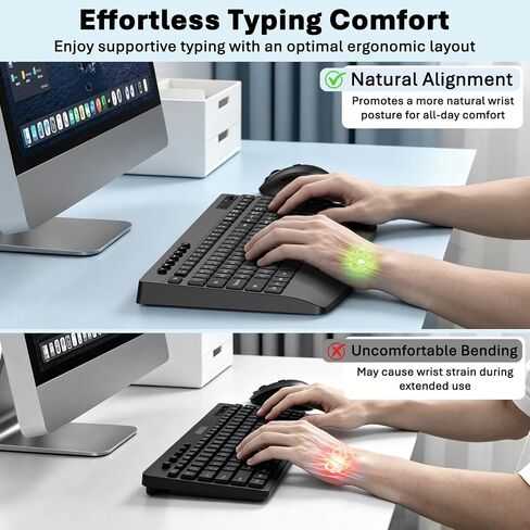 EDJO Full-Size Silent Wireless Keyboard and Mouse Combo with Palm Rest in Saudi Arabia