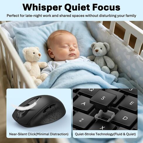 EDJO Full-Size Silent Wireless Keyboard and Mouse Combo with Palm Rest in Saudi Arabia