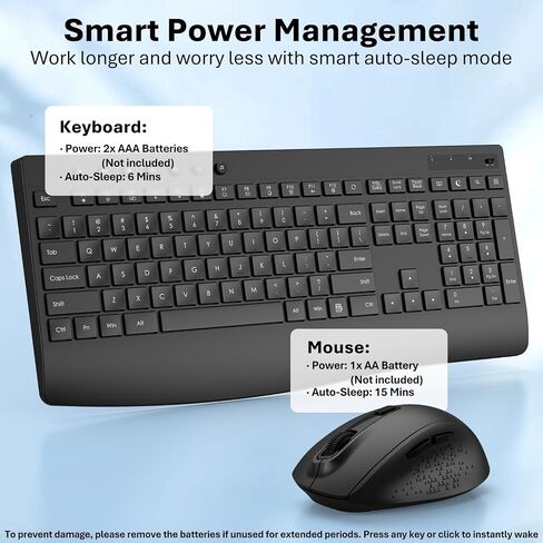 EDJO Full-Size Silent Wireless Keyboard and Mouse Combo with Palm Rest in Saudi Arabia