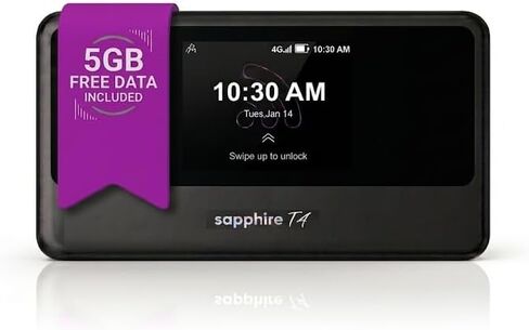 TravelWifi Sapphire Touch 4 - Portable Global Hotspot for 200+ Countries with 4G+ Cat 13 speeds up to 390 Mbps, Plus Free 5GB Startup Data and Free 1GB Monthly for 3 Years. in Kuwait