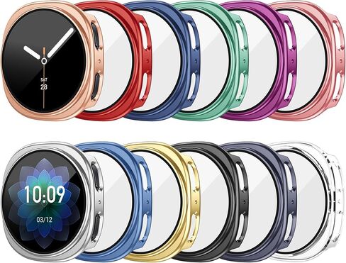 12 Pack Case for Samsung Galaxy Watch 9/8 44mm with Tempered Glass Screen Protector, Plated Glossy Hard PC Scratch Resistant Protective Cover Compatible with Galaxy Watch 9/8 44mm in Saudi Arabia