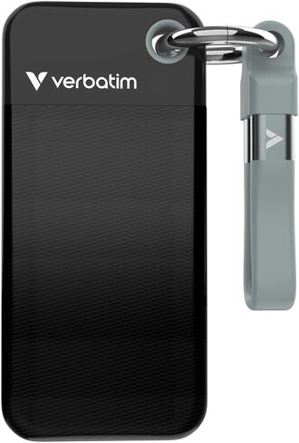 Verbatim Pocket 512GB External SSD USB 3.2 Gen 2 Up to 1000MB/s Portable External Solid State Drive with Convenient Keyring and Cable Holder, Compatible with PC, Mac, PS5, Xbox, iPhone in Saudi Arabia