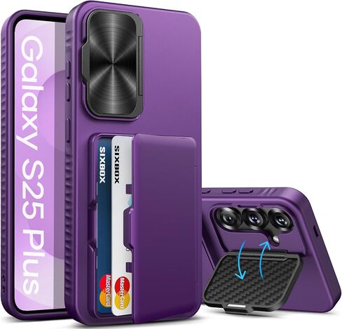 for Samsung Galaxy S25+ Plus Case Wallet, Built-in Stand & Card Holder & Camera Cover, Full Body Protective Rugged Multifunctional Wallet Kickstand Phone Cover Case for S25+ Plus 2025, Black in Saudi Arabia