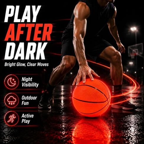Light Up LED Basketball-7 siez Glow in The Dark Night Ball, Outdoor Garden Play Toy for Summer & Autumn Evening Games, Unique Birthday Holiday Present for Boys Ages 8-15 in Saudi Arabia